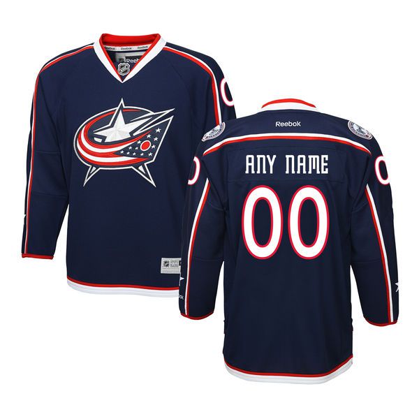 Youth Columbus Blue Jackets Reebok Navy Home Premier Custom NHL Jersey->customized nhl jersey->Custom Jersey